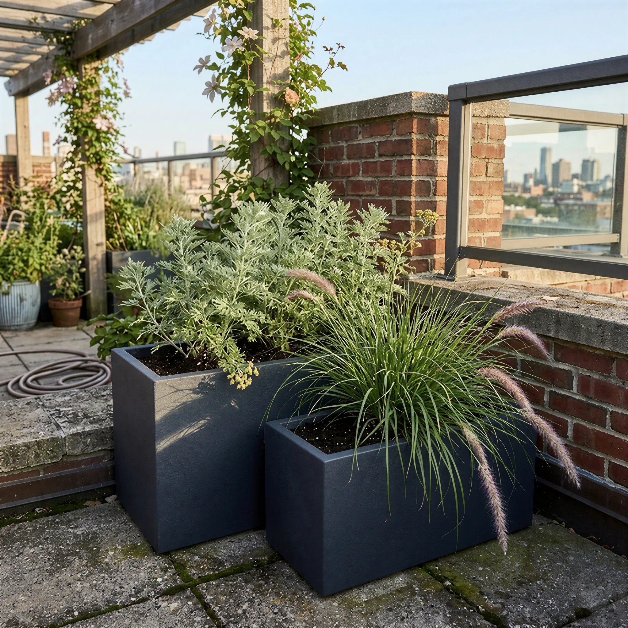 Lightweight concrete rectangular planter box product